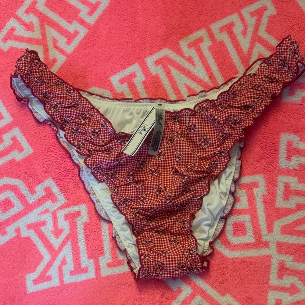 PINK Victoria's Secret Red Gingham Bikini Bottom